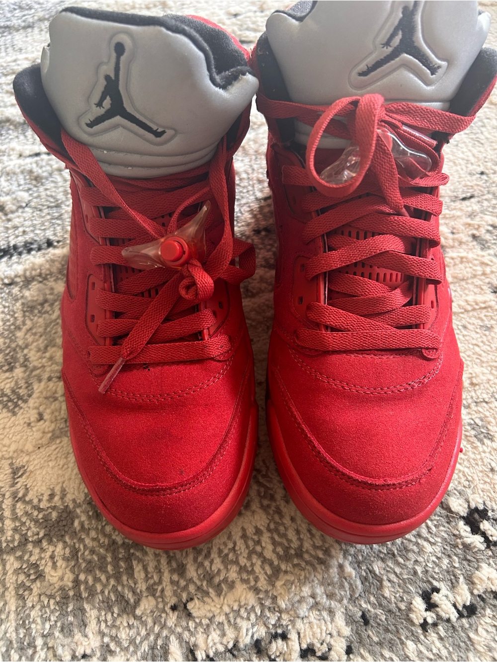 Jordan Kids Red Suede High-Top Sneakers with Black Jumpman